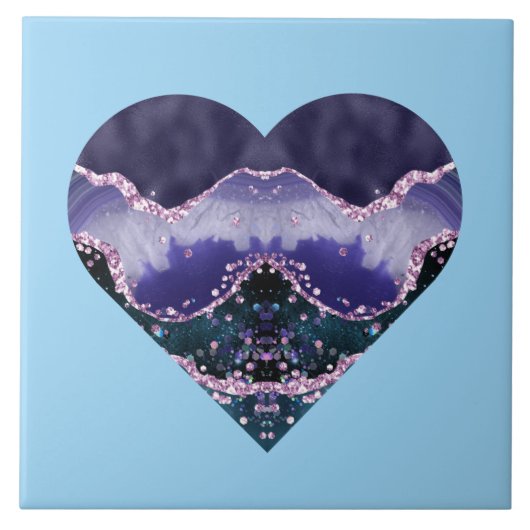 Carreau Aquarelle violette profonde de l'océan Look Coeur  (Devant)