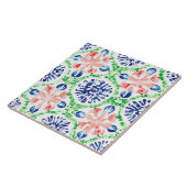 Carreau Aquarelle vive Coral Bleu Vert Motif (Côté)
