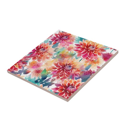 Carreau Aquarelle vive Dahlia (Côté)