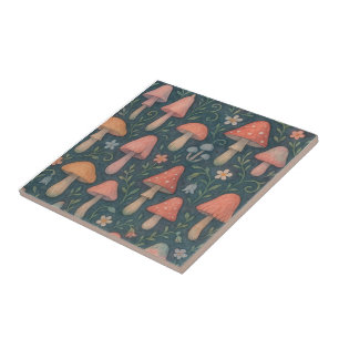 Carreau Aquarelle Whimsical Motif de champignon