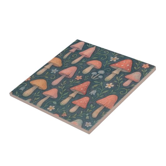 Carreau Aquarelle Whimsical Motif de champignon (Côté)