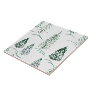 Carreau Aquarelles de Noël. Forêt d'hiver.