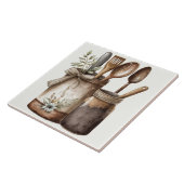 Carreau Aquarelles rustiques Ustensiles de la maison en cé (Côté)