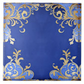 Carreau Arabesque Byzantine Bleu Or Filigrane (Devant)