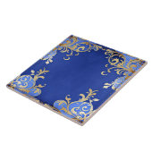 Carreau Arabesque Byzantine Bleu Or Filigrane (Côté)