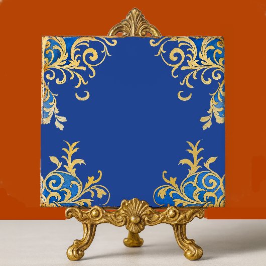 Carreau Arabesque Byzantine Bleu Or Filigrane