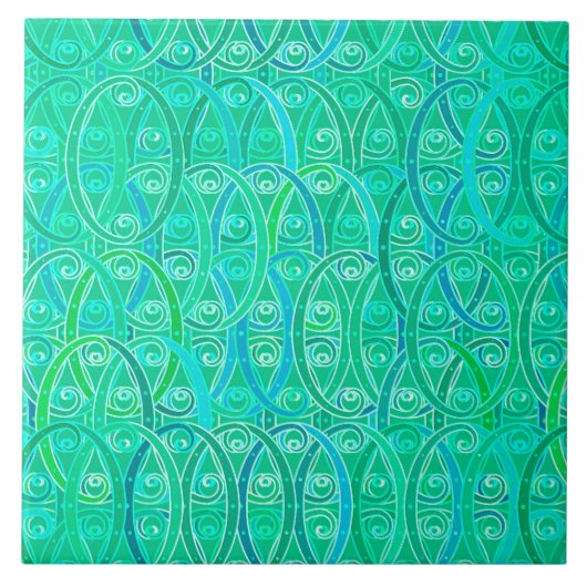 Carreau Arabesque Damask - Aqua et Turquoise (Devant)