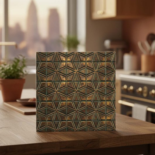 Carreau Arabesque Starburst : Bronze Oxydé #11 ID1227