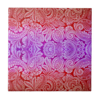 Carreau Arabesque victorien, HALYDON en rouge et pourpre