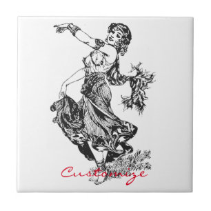 Carreau Arabian Belly Dancer Art Vintage Thunder_Cove