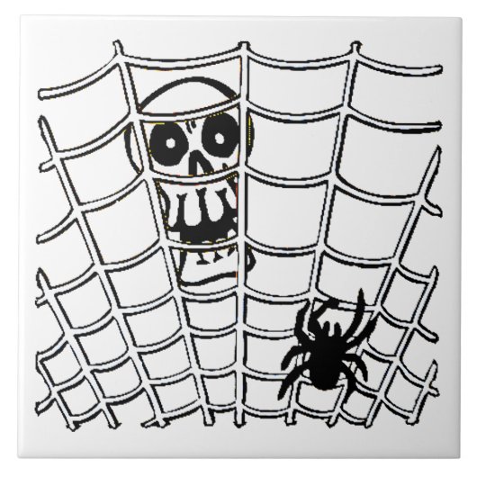 Carreau Araignée en Web avec tuile d'Halloween crâne (Devant)