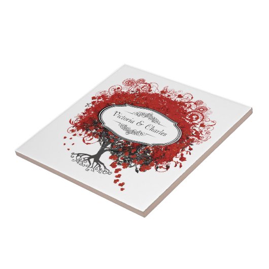 Carreau Arbre à feuilles de coeur rouge (Côté)
