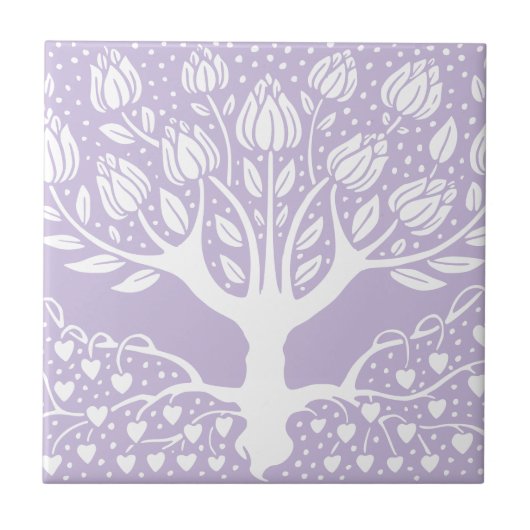 Carreau Arbre à fleurs - Coeurs Lilac Beardsley pourpre (Devant)