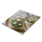 Carreau Arbre à fleurs qui pousse à partir d'un livre (Côté)