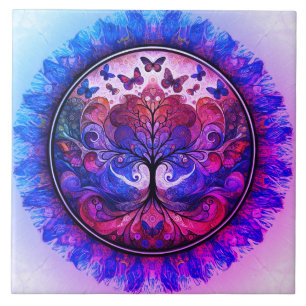 Carreau Arbre arc-en-ciel de la vie Rustique antique