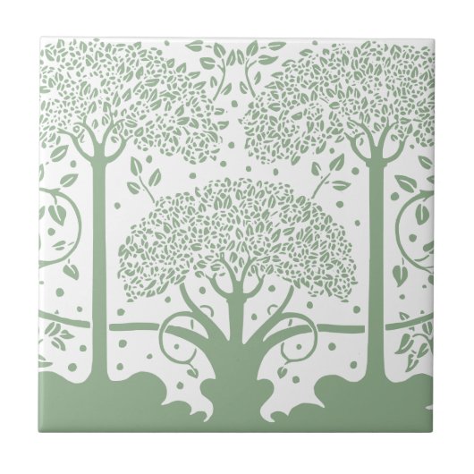 Carreau Arbre blanc et vert de la forêt enchantée (Devant)