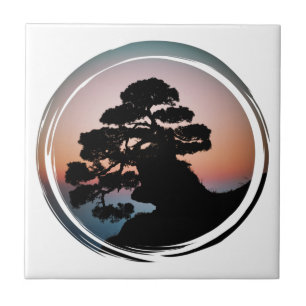 Carreau Arbre Bonsai couché de soleil