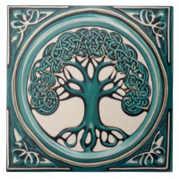 Arbre celtique de la vie Aqua Turquoise Faux Relie