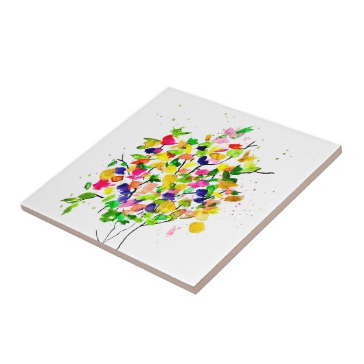 Carreau Arbre coloré aquarelle (Côté)