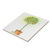 Carreau Arbre d'agrume peint d'aquarelle dans le pot (Côté)