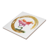 Carreau Arbre de bonsaïs. Cercle d'Enso de zen. Art (Côté)