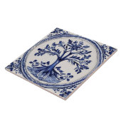 Carreau Arbre de campagne rustique Pays Bleu et blanc (Côté)