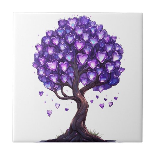 Carreau Arbre de cœur de cristal violet  (Devant)
