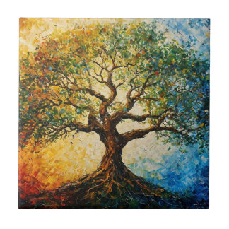 Carreau Arbre de connaissances - Peinture à l'huile