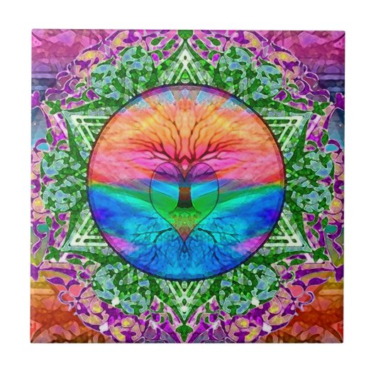 Carreau Arbre de la vie apaisant dans des couleurs (Devant)