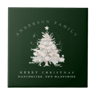 Carreau Arbre de Noël blanc traditionnel familial personna