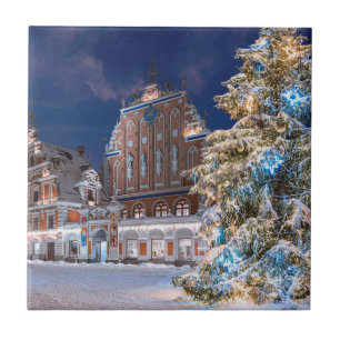 Carreau Arbre de Noël et Maison des Noirs à Riga