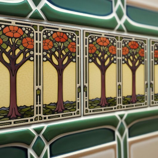 Carreau Arbre de vie Abstrait Jaune Orange du milieu du si