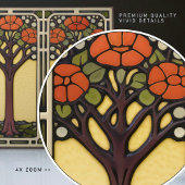 Carreau Arbre de vie Abstrait Jaune Orange du milieu du si