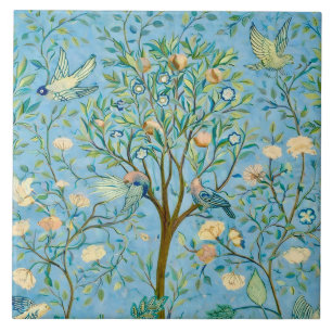 Carreau Arbre de vie botanique vintage avec oiseaux 