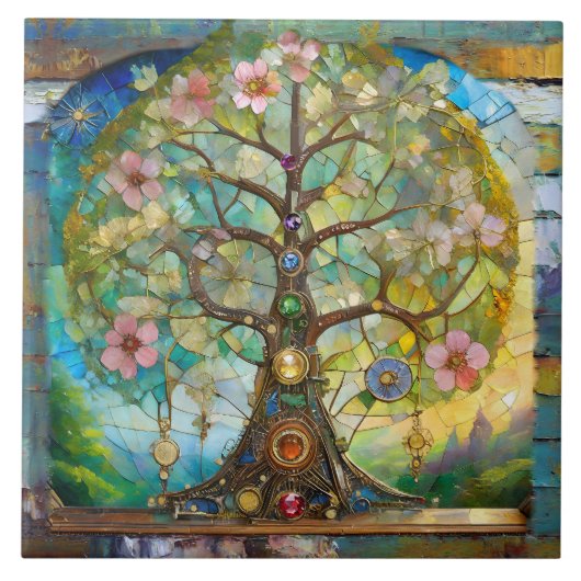 Carreau Arbre de Vie Fleurissant des 7 Chakras (Devant)