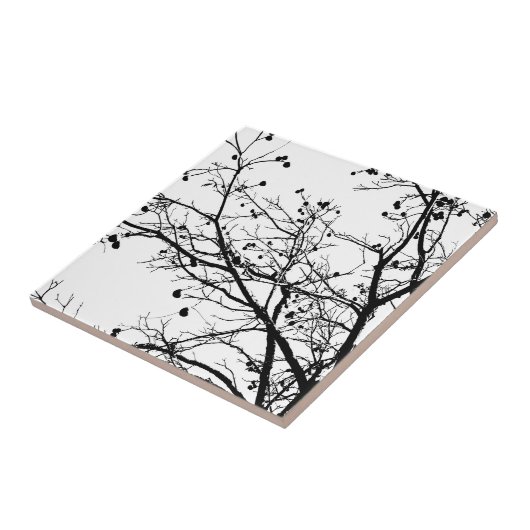 Carreau Arbre d'hiver noir et blanc (Côté)