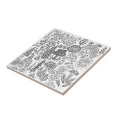 Carreau Arbre lunaire noir et blanc moderne à motifs (Côté)