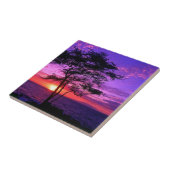 Carreau Arbre violet et rose de coucher du soleil (Côté)