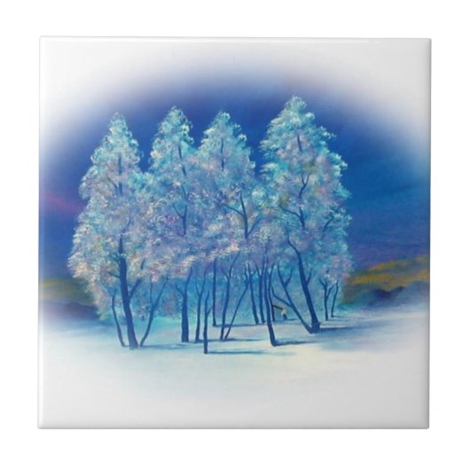 Carreau Arbres à sapins d'hiver Forêt Abstraite (Devant)