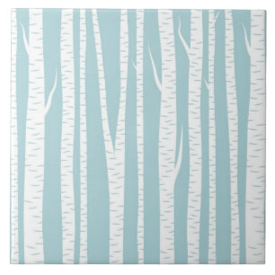 Carreau Arbres de bouleau bleus