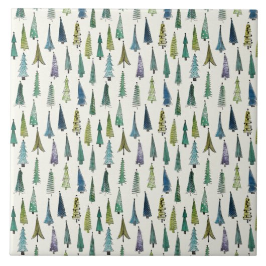 Carreau Arbres de Noël funky (Belle Art Illustré) (Devant)
