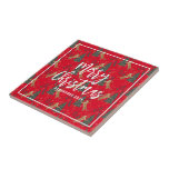 Carreau Arbres de Noël & tigres motif rouge arrière - plan<br><div class="desc">Ce motif de sapin de Noël en dessins animés colorés avec un arrière - plan rouge personnalisable. Noël,  arbres,  animaux de Noël et autres symboles de Noël.</div>
