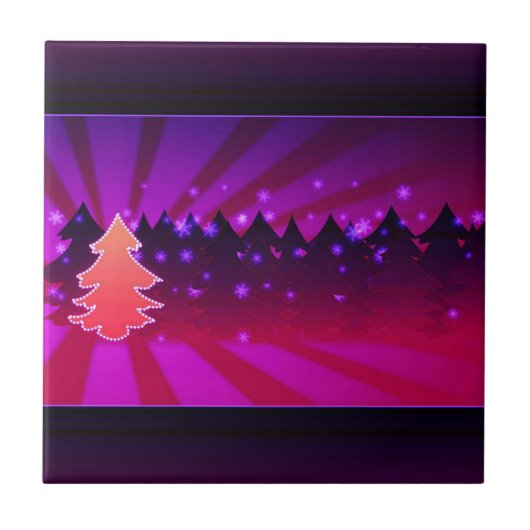 Carreau Arbres de Noël Tons de pourpre (Devant)