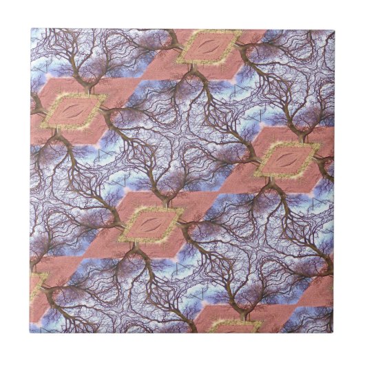 CARREAU ARBRES ET CHAMPS MOTIF (Devant)