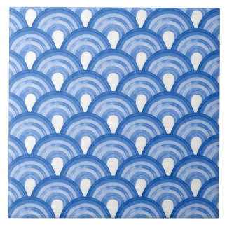 Carreau Arc-en-ciel en aquarelle - motif bleu
