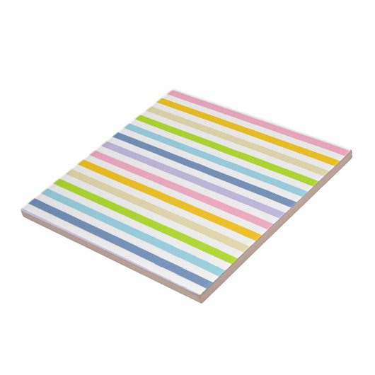 Carreau Arc-en-ciel en pastel et rayures blanches (Côté)