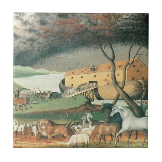 Carreau Arche de Noé par Edward Hicks, Art populaire Vinta (Devant)