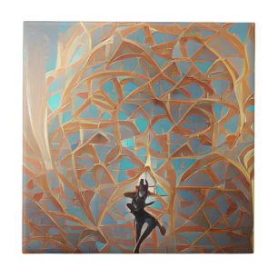 Carreau Architecture arabesque or turquoise avec danseur 