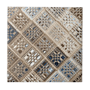 Carreau Ardoise Bleu Brown Sari mosaïque Motif Art