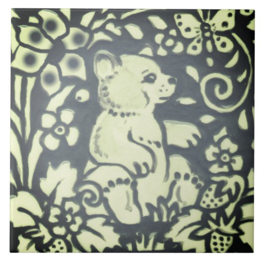 Carreau Ardoise Gris Vert Ours Cube Floral Bois Nature (Devant)